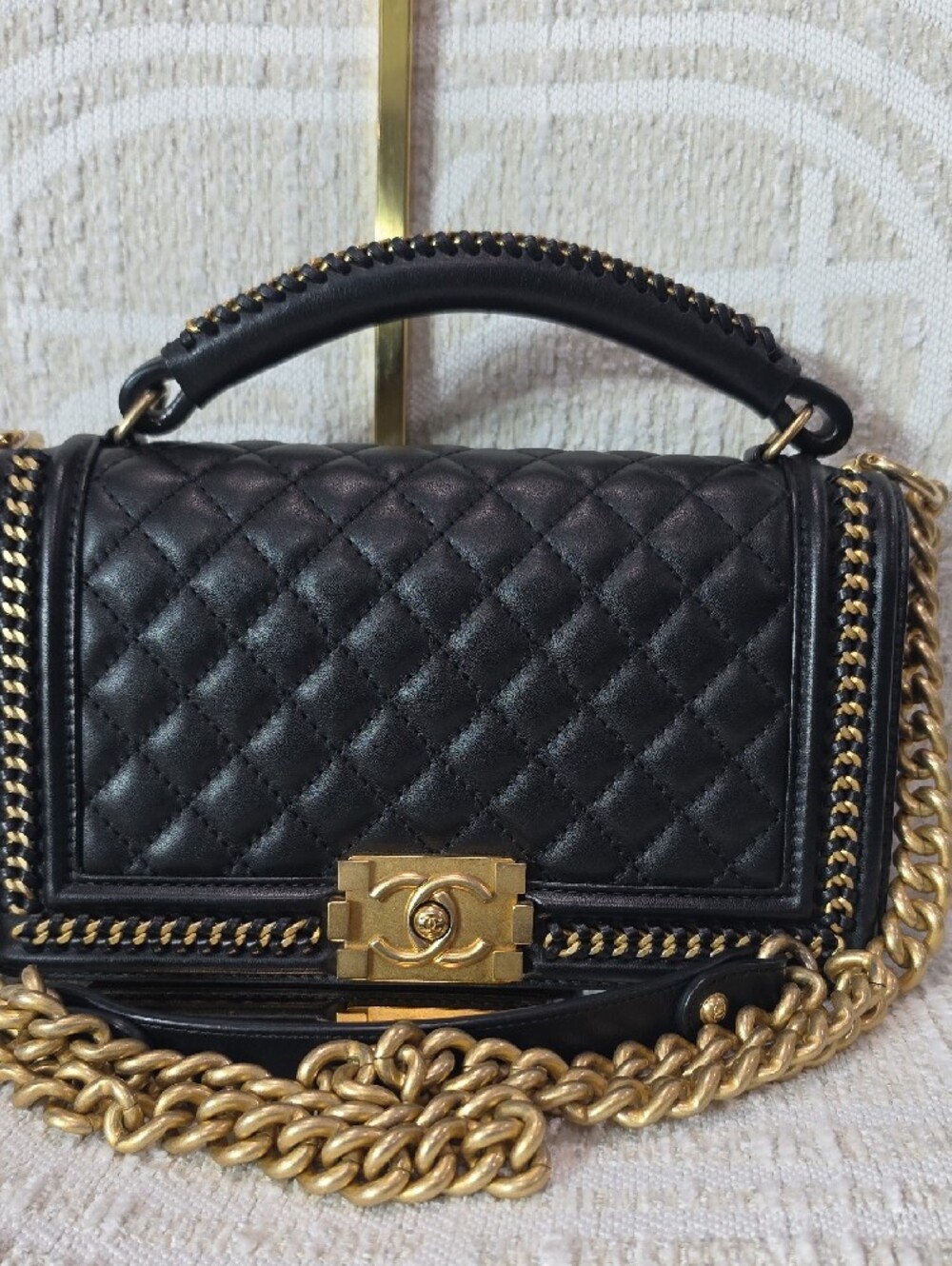 CHANEL Black Quilted Shoulder & Top Handle Bag with Gold Hardware - Picture 2 of 14
